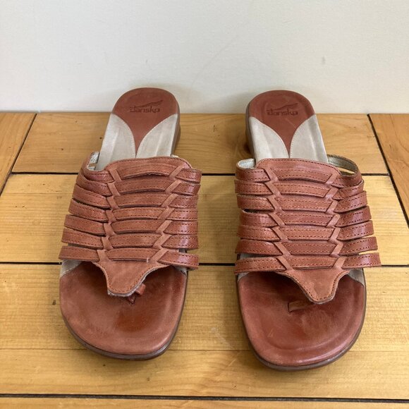 Dansko Topanga Fisherman Sandals Brown Leather Thong Slides EU 41 US 10.5 - Picture 2 of 7